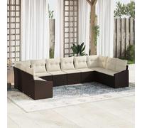 vidaXL Set di divani 10 pz Marrone polyrattan