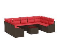 vidaXL Set di divani 10 pz Marrone polyrattan | Layout facili per qualsiasi spazio esterno, Cuscini morbidi in poliestere per il massimo relax
