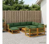 vidaXL Set di divani 10 pz Naturale Legno di Acacia Massello
