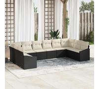 vidaXL Set di divani 10 pz Nero polyrattan