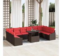 vidaXL Set di divani 11 pz 10-Numero di posti Marrone e Rosso