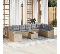 vidaXL Set di divani 11 pz Beige polyrattan