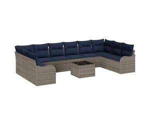 vidaXL Set di divani 11 pz Grigio Poliestere | Questo set di divani grigi rende qualsiasi spazio esterno super accogliente, perfetto per stare in compagnia di amici e