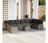 vidaXL Set di divani 11 pz Grigio polyrattan