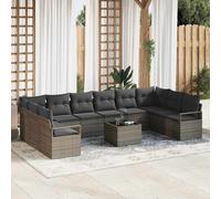 vidaXL Set di divani 11 pz Grigio polyrattan