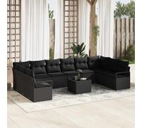 vidaXL Set di divani 11 pz Nero polyrattan