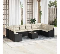 vidaXL Set di divani 11 pz Nero polyrattan