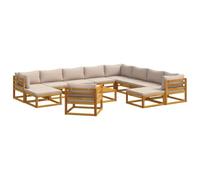 vidaXL Set di divani 12 pz Naturale Legno di Acacia Massello