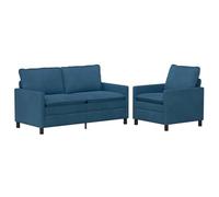 vidaXL Set di Divani 2 pz Blu Velluto, Divano Moderno, Elegante Poltrona, Area Soggiorno Interno, Imbottitura Confortevole, Mobili Versatili, Design Chic
