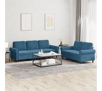 vidaXL Set di Divani 2 pz con Cuscini Blu in Velluto