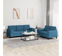 vidaXL Set di Divani 2 pz con Cuscini Blu in Velluto