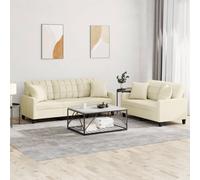 vidaXL Set di Divani 2 pz con Cuscini Crema in Similpelle
