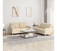 VidaXL Set di Divani 2 pz con Cuscini Crema in Tessuto