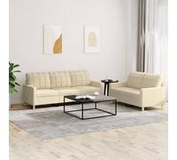 vidaXL Set di Divani 2 pz con Cuscini Crema in Tessuto