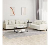 vidaXL Set di Divani 2 pz con Cuscini Crema in Velluto