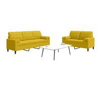 vidaXL Set di Divani 2 pz con Cuscini e Rinforzi Giallo in Velluto