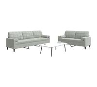 vidaXL Set di Divani 2 pz con Cuscini e Rinforzi Grigio Chiaro Velluto