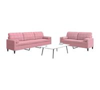 vidaXL Set di Divani 2 pz con Cuscini e Rinforzi rosa in Velluto