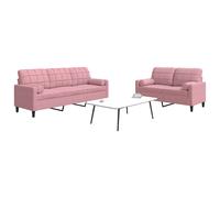vidaXL Set di Divani 2 pz con Cuscini e Rinforzi rosa in Velluto