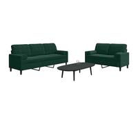 vidaXL Set di Divani 2 pz con Cuscini e Rinforzi Verde scuro Velluto