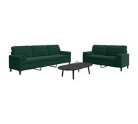 vidaXL Set di Divani 2 pz con Cuscini e Rinforzi Verde scuro Velluto