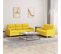 vidaXL Set di Divani 2 pz con Cuscini Giallo Chiaro in Tessuto