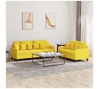 VIDAXL - Set Di Divani 2 Pz Con Cuscini Giallo Chiaro In Tessuto