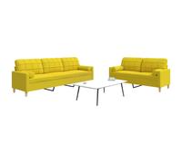 vidaXL Set di Divani 2 pz con Cuscini Giallo Chiaro in Tessuto