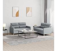 vidaXL Set di Divani 2 pz con Cuscini Grigio Chiaro in Tessuto