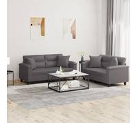vidaXL Set di Divani 2 pz con Cuscini Grigio in Similpelle