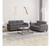 vidaXL Set di Divani 2 pz con Cuscini Grigio in Similpelle
