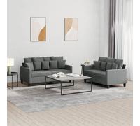 vidaXL Set di Divani 2 pz con Cuscini Grigio Scuro in Tessuto