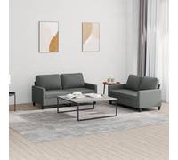 vidaXL Set di Divani 2 pz con Cuscini Grigio Scuro in Tessuto