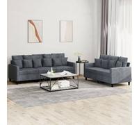 vidaXL Set di Divani 2 pz con Cuscini Grigio Scuro in Velluto