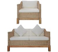 vidaXL Set di Divani 2 pz con Cuscini in Rattan Naturale