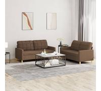 VidaXL Set di Divani 2 pz con Cuscini Marrone in Tessuto