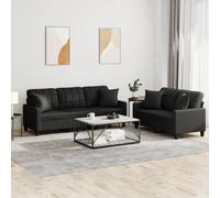 vidaXL Set di Divani 2 pz con Cuscini Nero in Similpelle