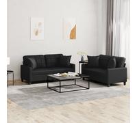 vidaXL Set di Divani 2 pz con Cuscini Nero in Similpelle