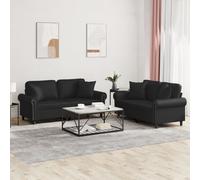 vidaXL Set di Divani 2 pz con Cuscini Nero in Similpelle