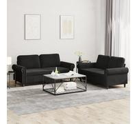 vidaXL Set di Divani 2 pz con Cuscini Nero in Velluto
