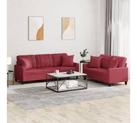 vidaXL Set di Divani 2 pz con Cuscini Rosso Vino in Similpelle