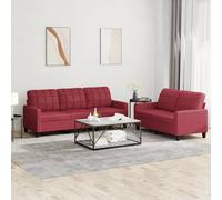 VidaXL Set di Divani 2 pz con Cuscini Rosso Vino in Similpelle