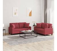 vidaXL Set di Divani 2 pz con Cuscini Rosso Vino in Similpelle