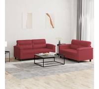vidaXL Set di Divani 2 pz con Cuscini Rosso Vino in Similpelle