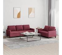 vidaXL Set di Divani 2 pz con Cuscini Rosso Vino in Tessuto
