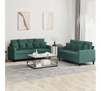 vidaXL Set di Divani 2 pz con Cuscini Verde scuro in Velluto