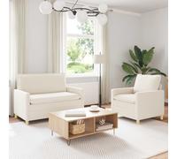 vidaXL Set di divani 2 pz Crema Tessuto