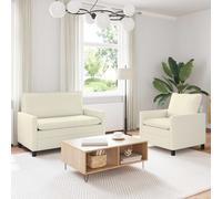 vidaXL Set di divani 2 pz Crema Tessuto