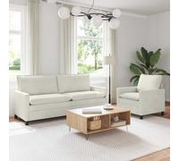 vidaXL Set di divani 2 pz Crema Velluto
