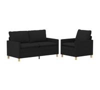 vidaXL Set di divani 2 pz Nero Tessuto